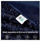 DREAMNINE Decorative 850GSM Fluffy Feather Faux Fur Throw Blanket for Couch Sofa 50" x 60" Soft Plush Long Hair Shaggy Fuzzy Blankets Double Sided Luxury Warm Furry Blanket for Valentine Navy Blue"