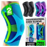 DR. BRACE ELITE Knee Brace with Size Stabilizer (2 Pack) Knee Brace for Women & Men, Workout, Sports, Daily Knee Compression Sleeve for Maximum Knee Pain Support & Fast Recovery (Zeus, Large)
