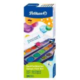 Pelikan Opaque Watercolor Paint Set, 24 Colors Plus Chinese White Tube