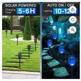 4PCs Halloween Solar Torch Lights Outdoor, 43in 96 LED, Waterproof Landscape Garden Pathway Light with Blue Vivid Dancing Flickering Flames, Auto On/Off Dusk to Dawn for Halloween Lights Decoration