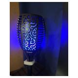4PCs Halloween Solar Torch Lights Outdoor, 43in 96 LED, Waterproof Landscape Garden Pathway Light with Blue Vivid Dancing Flickering Flames, Auto On/Off Dusk to Dawn for Halloween Lights Decoration