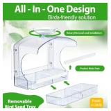 Clear Window Bird Feeder - Outdoor Window Feeder with Strong Self-Adhesive Hooks, Bird Bath or Water Bowl for Outside Watchings - with a Brush, Easy to Clean, Ideal Gifts for Mom Parents