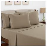 LDC LUX DECOR COLLECTION Bedsheet -6 Pc King Size Sheets- Brushed Microfiber Sheets-Upto 16 Inches Deep Pocket Bedding Sheets & Pillowcases for King Size Bed