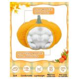 Pumpkin Throw Pillows Stuffed Pumpkins Plush Cushion Simulated Pumpkin Shaped Sofa Fluffy Decoration for Thanksgiving Fall Home Decoration(Orange, 11.8 x 8 inch) Pack of 2