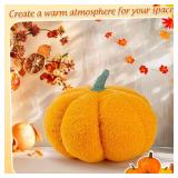 Pumpkin Throw Pillows Stuffed Pumpkins Plush Cushion Simulated Pumpkin Shaped Sofa Fluffy Decoration for Thanksgiving Fall Home Decoration(Orange, 11.8 x 8 inch) Pack of 2
