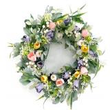 22 Inch Spring Summer Wreaths for Front Door with Tulip Green Leaves, Floral Summer Door Wreath