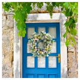 22 Inch Spring Summer Wreaths for Front Door with Tulip Green Leaves, Floral Summer Door Wreath