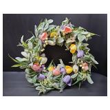 22 Inch Spring Summer Wreaths for Front Door with Tulip Green Leaves, Floral Summer Door Wreath
