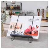 Cookbook Stand Recipe Book Holder Metal Cook Book Holder for Kitchen Counter,Vintage Cookbook Holder Stand with Weighted Chains-Black