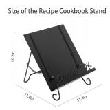 Cookbook Stand Recipe Book Holder Metal Cook Book Holder for Kitchen Counter,Vintage Cookbook Holder Stand with Weighted Chains-Black