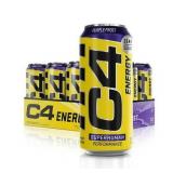 C4 Energy Carbonated Grape Frost. Case of 12 16 oz Cans. BB 5 2025