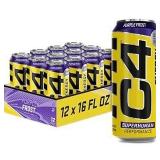 C4 Energy Carbonated Grape Frost. Case of 12 16 oz Cans. BB 5 2025