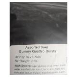 SweetGlob Assorted Sour Gummy Quattro Bursts - 2 lbs Bulk Pack. Vegan Diet  BB 6 28 2026