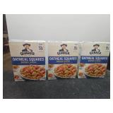 Lot of 3 Boxes Quaker Oatmeal Squares Brown Sugar Cereal. BB August  25 2025