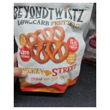Lot of 2 8 oz Bags Beyondtwistz Low-Carb Cheddar Sour Cream Pretzels