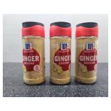 Lot of 3 McCormick Ground Ginger Spice Bottles. BB June 2028