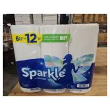 Sparkle Tear-A-Square Paper Towels  White  6 Double Rolls