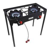 Gas One Propane Double Burner Two Burner Camp Stove Outdoor High Pressure Propane 2 Burner Adjustable PSI Regulator and 4ft Steel Braided Hose With Removable Legs