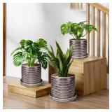 EFISPSS Ceramic Plant Pots, 6+8+10 Inch Ceramic Pot for Plants, Flower Pots with Drainage Hole and Saucer, Planters Pot for Indoor Outdoor Plants, Set of 3 - Brow