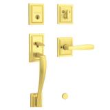 Baldwin Torrey Pines, Front Entry Handleset with Interior Lever, Featuring SmartKey Deadbolt Re-Key Technology and Microban Protection, in Satin Brass