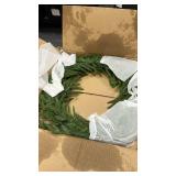 24\" Real Touch Norfolk Pine Wreath for Front Door Large Artificial Winter Pine Greenery Christmas Wreath for Front Door Window Walls Xmas Decor Indoor Outdoor Home Decoration