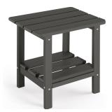 ABCPATIO Adirondack Outdoor Side Table, 2-Tier Small Patio End Table, Weather Resistant HDPE Outdoor End Tables for Garden, Lawn, Pool, Beach, Porch, Deck, Backyard - Square, Dark Gray