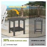 ABCPATIO Adirondack Outdoor Side Table, 2-Tier Small Patio End Table, Weather Resistant HDPE Outdoor End Tables for Garden, Lawn, Pool, Beach, Porch, Deck, Backyard - Square, Dark Gray