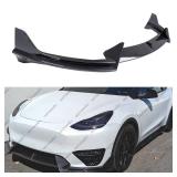 WheelX 3Pcs Front Lip Compatible with 2020-2024 Tesla Model Y, Bumper Air Dam Lower Chin Splitter Protection Body Kit Fits 2020 2021 2022 2023 2024 (Carbon Fiber Pattern)