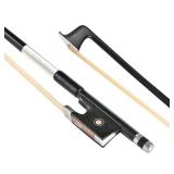 LIEKE Carbon Fiber Violin Bow 1/2 Size Lightweight Fiddle Bow (1/2 size, Black)