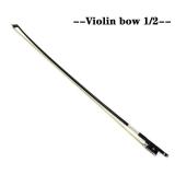 LIEKE Carbon Fiber Violin Bow 1/2 Size Lightweight Fiddle Bow (1/2 size, Black)