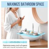 Maplefield Bathroom Sink Cover for Counter Space, Heat Resistant Silicone Sink Mat for Your Beauty Routine, Small Bathroom Space Saver Sink Cover for Makeup (Light Blue Large, 22 x 2 x 2 Inches)