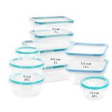 Snapware Total Solutions (10-Pack, Mixed Sizes) Plastic Food Storage Containers Set, Airtight & Leakproof Locking BPA-Free Lids Tupperware, Freezer Dishwasher Microwave Safe