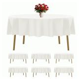 6 Pack Ivory Round Tablecloths 90 Inches Table Cloth Stain and Wrinkle Resistant Washable Polyester Table Cover Fabric for Party, Wedding,Dining,and Banquet Decoration