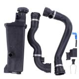 MOTOKU Radiator Coolant Reservoir Expansion Tank and Upper Lower Water Hoses Kit for BMW E46 328i 328Ci 330C 330i 330xi 325i 325xi 325Ci 1999-2006 Recovery Overflow Tank with Cap Sensor Clip