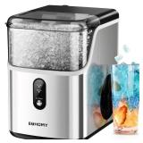 EUHOMY Nugget Ice Makers Countertop, Pebble Ice Maker Machine with 35lbs/24H Soft Ice, Self-Cleaning Sonic Ice Maker with Ice Scoop&Basket, Pellet Ice Maker for Home/Kitchen/Office(Stainless Steels)