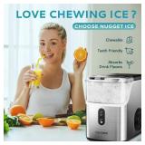 EUHOMY Nugget Ice Makers Countertop, Pebble Ice Maker Machine with 35lbs/24H Soft Ice, Self-Cleaning Sonic Ice Maker with Ice Scoop&Basket, Pellet Ice Maker for Home/Kitchen/Office(Stainless Steels)