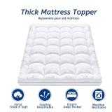 King Size Mattress Topper for Back Pain, Cooling Extra Thick Mattress Pad Cover with 8-21 inch Deep Pocket, Plush Pillow Top Mattress Topper Overfilled with Down Alternative, King Size, White