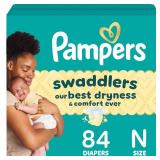 Pampers Baby Diapers - Swaddlers - Size 0, 84 Count, Ultra Absorbent Disposable Newborn Diaper