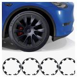 RAYLUXE Tesla Model Y Rim Protector Fit 20\" Induction Wheels 2020-2024|Wheel Covers 20 inch|ABS Guard Hubcap Cover for Curb Rash Prevention| Model Y Accessories|Matte Black(Set of 4)