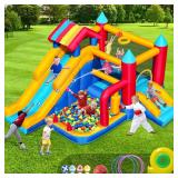 Bounce House for Kids 3-10, 9 in 1 Large Inflatable Bounce Castle for Toddlers Outdoor for Backyard Lawn Jump Bouncy House with Blower, Slide, Ball Pit, Basketball, Boxing, Climbing, 11.38x10.2FT