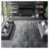 LIANLAM Washable Rug 9x12 Area Rugs for Living Room - Stain Resistant Non-Slip Backing Boho Rug for Bedroom,Durable & Ultra-Thin Vintage Large Area Rug(9x12,Gray)