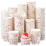 Honeydak 400 Pack 150 ml/ 5 oz Rainbow Polka Ice Cream Cups for Party Small Ice Cream Cups Disposable Treat Paper Cups Dessert Snacks Sundae Yogurt Container Wedding Birthday Party Supplies