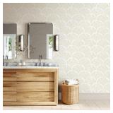 Tempaper x Novogratz Waverly White Feather Palm Removable Peel and Stick Wallpaper, 20.5 in X 16.5 ft, Made in The USA