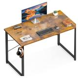 ODK 40 Inches Computer Desk for Home Office, Office Table for Small Spaces, Writing Desk with Headphone Hooks, Rustic Brown
