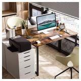 ODK 40 Inches Computer Desk for Home Office, Office Table for Small Spaces, Writing Desk with Headphone Hooks, Rustic Brown