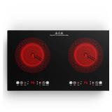 VBGK Electric cooktop,110V 24 inch 2 Burner Electric Cooktop,Built-in and Countertop Stove Top,2200W Stove,9 Power Levels, Kids Lock & Timer,LED touch control,Overheat Protection