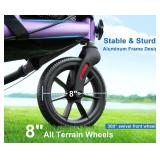 WALK MATE 3 Wheel Rollator Walker with Seat for Slim Seniors, Padded Backrest Lightweight Foldable Walker Ideal for Elderly, 8 Inch Tri-Wheel Modern Mobility Walking Aid Aluminum, Purple