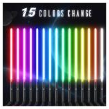 Juxaxia Lightsaber, LED Light Saber with 15 RGB Colors, Lightsabers for 3 Modes, Light Sabers with Connectors, Lightsabers for Dueling, Lightsaber Toy for Adults, Kids, 2 Pack(Black)