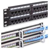 iwillink 48-Port Cat6 Patch Panel, 10Gbps RJ45 Keystone Network Panel for Rackmount or Wall Mount, Ideal for Gigabit Ethernet Connections