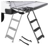 AA Products Tailgate Ladder Foldable Pickup Truck with Wide Pedal Non-Slip Sturdy Easy Install Durable Steel Omni-Directional Ladder Rack Capacity 660 lb(USPTO Patent Pending)